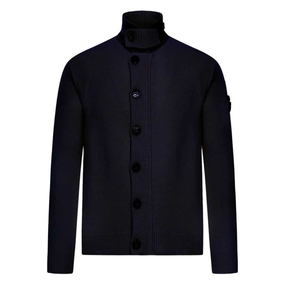 Stone Island Men High-Neck Wool Cardigan